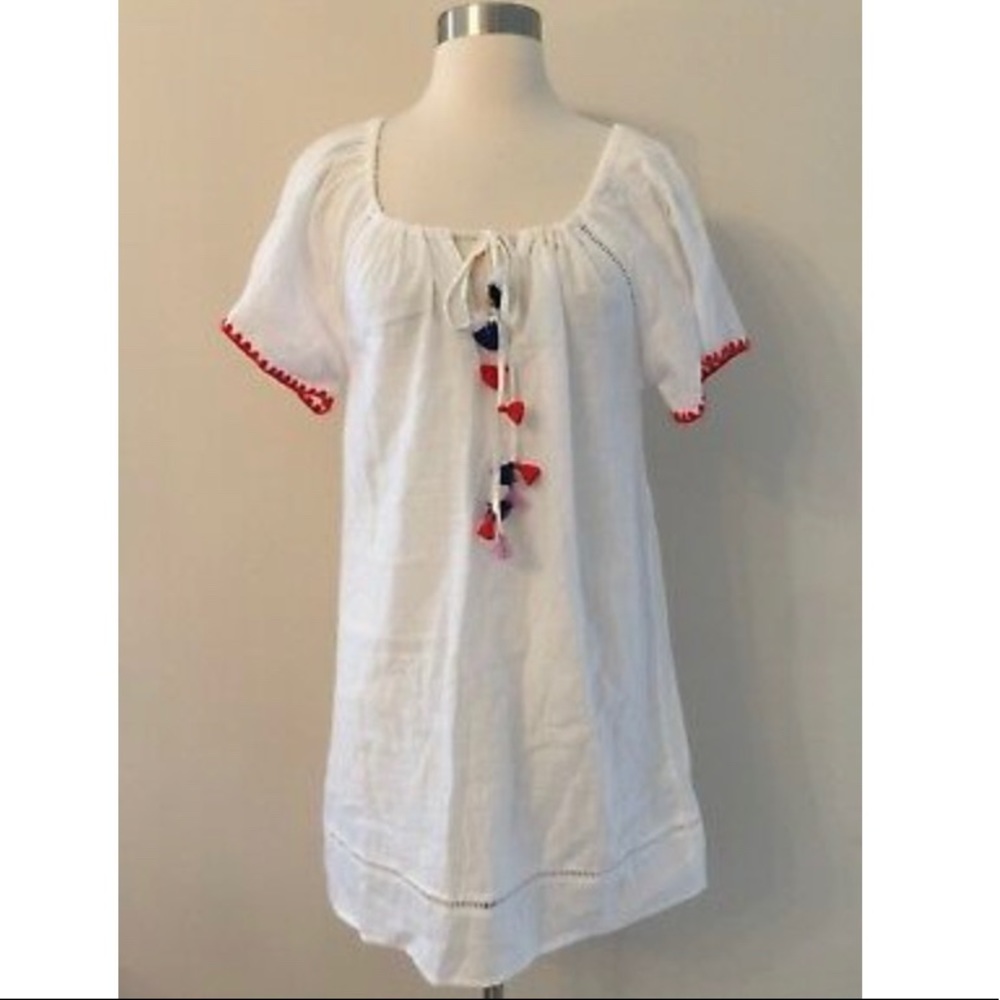 J. Crew White Coverup with Red Accents